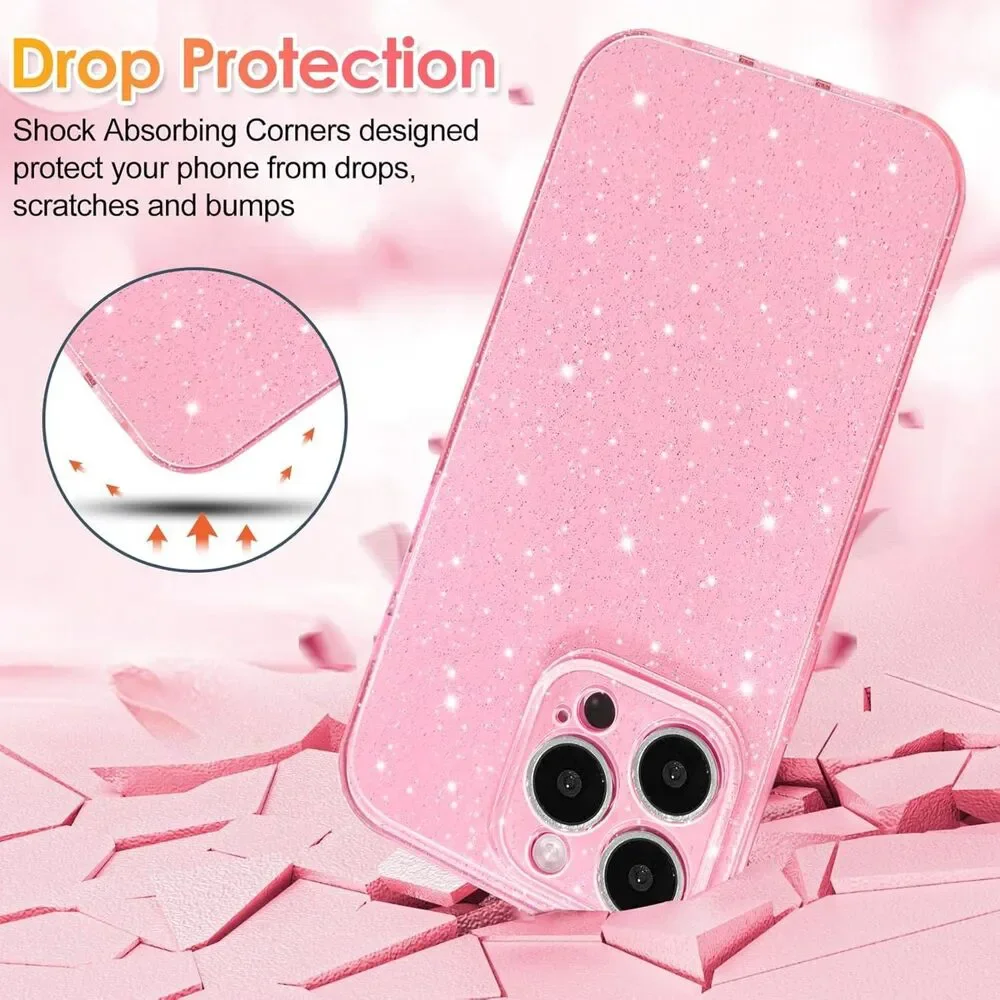 Hython Glitter Case for iPhone 16 Pro - Cute Sparkly Slim Bumper Cover